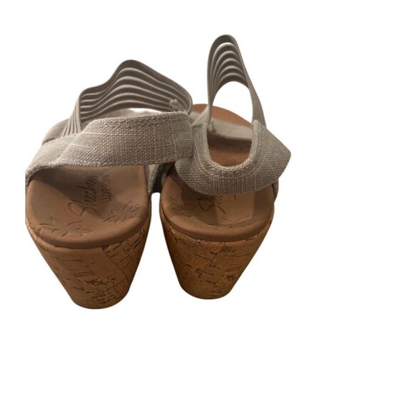 Skechers Beverlee Smitten Kitten Wedge Sandal Size 8 Taupe Cork - Picture 4 of 5
